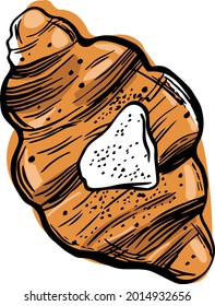 
Vector graphic illustration of a croissant on a white isolated background