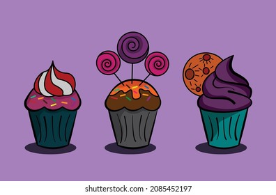 Ilustración gráfica vectorial de cupcakes. Adecuado para productos alimenticios, etc.