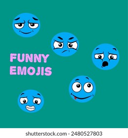 Vektorgrafik grafische Illustration von niedlichen blauen Emoji geeignet als Vorlage