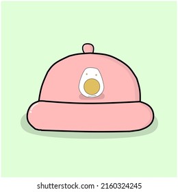 ilustración gráfica vectorial del diseño de beanie marrón lindo con dibujos animados de huevo