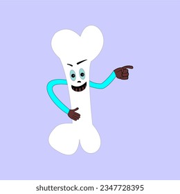 Vector graphic of Illustration of cute cartoon Mascot Showing a Bone in a pointing hand style. This vector is perfect for backgrounds, wallpapers, stickers, banners, advertisements and posters etc.