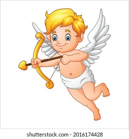 Vector graphic illustration of cute cupided with arrows. Individually on a white background.