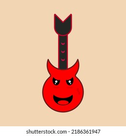 ilustración gráfica vectorial, guitarra de metal lindo en estilo doodle kawaii