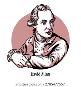 Vector graphic illustration of David Allan. A modern stylized portrait of the influential Scottish painter and illustrator, known as the 