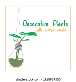 vector graphic illustration decorative plant with water media in the lightbulp. great for logo, icon, design walpaper and others. there is a color black, white, silver etc