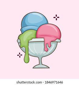 Vector graphic illustration of delicious ice cream in cup