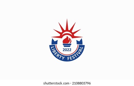 vector graphic illustration design for combination pictogram and emblem logo america, usa, liberty festival