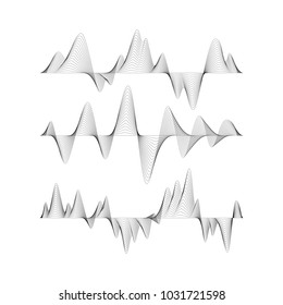 Vector graphic, illustration design, rhythm music, sound, frequency, circuit, concept, for design, black, white, rises and falls