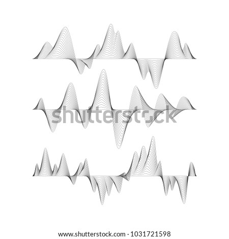 Vector graphic, illustration design, rhythm music, sound, frequency, circuit, concept, for design, black, white, rises and falls