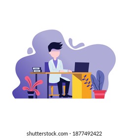 Vector graphic illustration of doctor with flat design