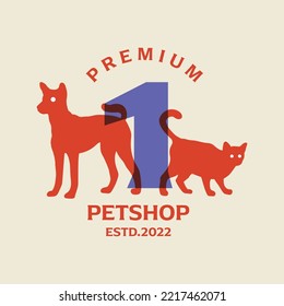 Vector graphic illustration of dog and cat combination number 1. Perfect for pet shop logo