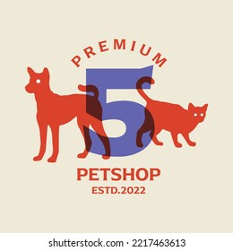 Vector graphic illustration of dog and cat combination number 5. Perfect for pet shop logo
