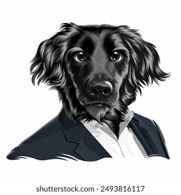 Vector graphic illustration of a dog wearing a suit like a leader