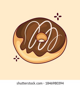 Vector graphic illustration of donut with melted sweet and delicious jam