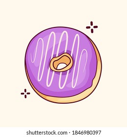 Vector graphic illustration of donut with melted sweet and delicious jam