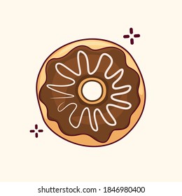 Vector graphic illustration of donut with melted sweet and delicious jam