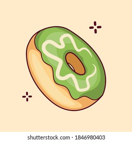 Vector graphic illustration of donut with melted sweet and delicious jam