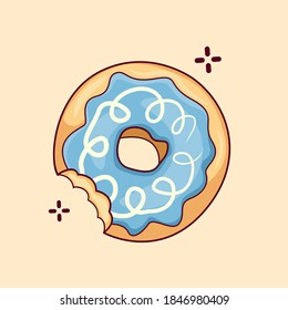 Vector graphic illustration of donut with melted sweet and delicious jam