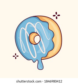 Vector graphic illustration of donut with melted sweet and delicious jam