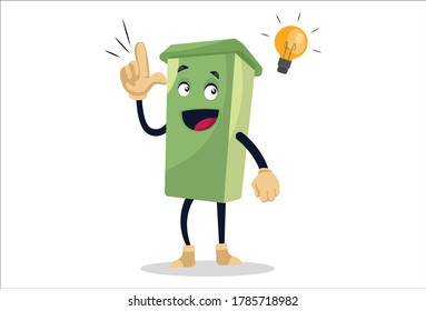 Vector graphic illustration of dustbin with an idea. Individually on white background.	
