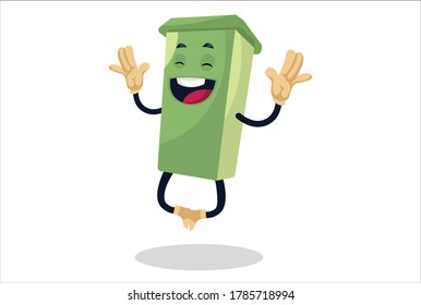 Ilustración gráfica vectorial. Dustbin está saltando. Individualmente sobre fondo blanco.	