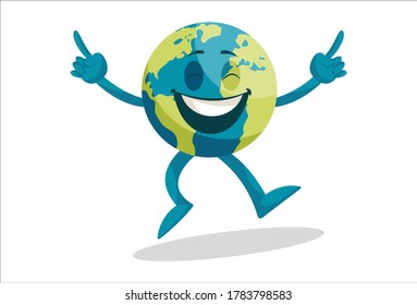 Vector graphic illustration of the earth is happy. Individually on a white background.	
