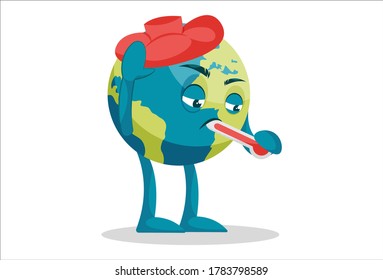 La ilustración vectorial de la tierra está enferma. Individualmente sobre un fondo blanco.
