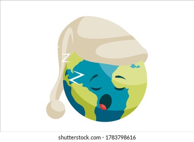 Vector graphic illustration of the earth is sleeping. Individually on a white background.