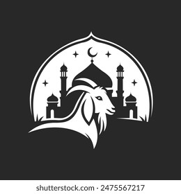 
Vektorgrafik grafische Illustration von Eid al-Adha Urlaub, Ziege und Kuppel Logo