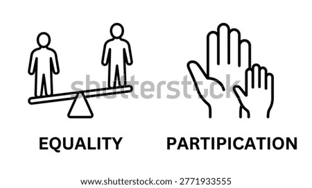 Vector graphic illustration of Equality and participation concept icons Vector