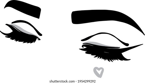 Ilustración gráfica vectorial de cejas y pestañas para salones de belleza.