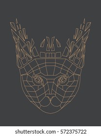 Vector. Graphic illustration of face cat broken into fragments. 