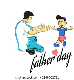 vector graphic illustration of father and son meeting happily, suitable for happy father's day, children's day, concept of affection.