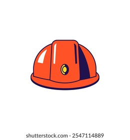 Vector graphic illustration of firefighter or worker hard hat in cartoon style. Uniform headwear. The icon is perfect for web design, decorative elements, print, stickers, or social media. The image