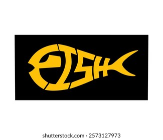 Vector graphic illustration of a fish with text embedded in it.	