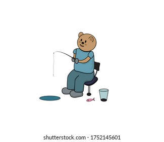 vector graphic illustration of a fishing bear. perfect for entertainment
