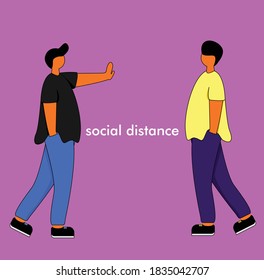 Vector graphic illustration flat design social distance , perfect for health campaign