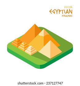 Vector graphic  illustration flat isometric design of Egyptian pyramids ancient Temple