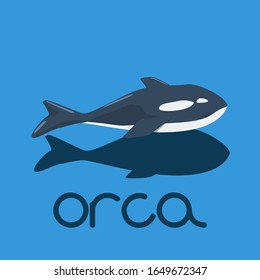 Vector Graphic Illustration of Flat Vector Orca or Killer Whale Character Illustration Good for Logo Concept, Icon, Image Stuff, etc.