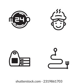 Vector graphic illustration of food delivery icons. Perfect for use in any web design, illustration, presentation, etc.