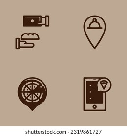 Vector graphic illustration of food delivery icons. Perfect for use in any web design, illustration, presentation, etc.