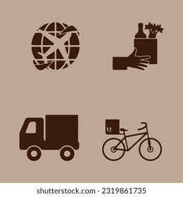 Vector graphic illustration of food delivery icons. Perfect for use in any web design, illustration, presentation, etc.
