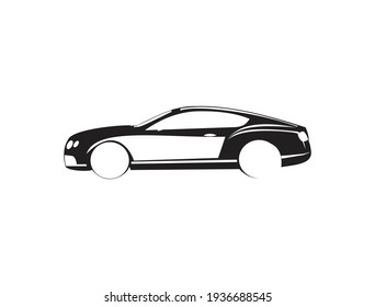 vector graphic illustration of Ford Mustang. View from side with perspective, vector illustration.