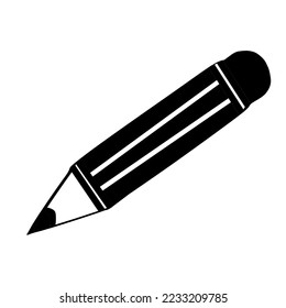 Vektorgrafik-Illustration in Form eines Bleistifts, einfarbig schwarz-weiß, in einzigartiger Form, kann für Design, gut für Logos, als Symbol gemacht werden.