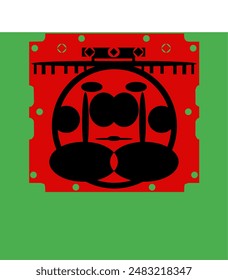 vector graphic illustration of a funny clown on a green background