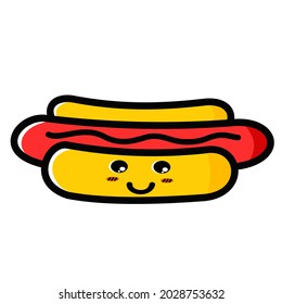 vector graphic illustration of  funny fast food cartoon isolated on white background. Funny fast food characters  