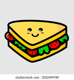ilustración gráfica vectorial de divertida caricatura de comida rápida aislada en fondo blanco. Personajes divertidos de comida rápida  
