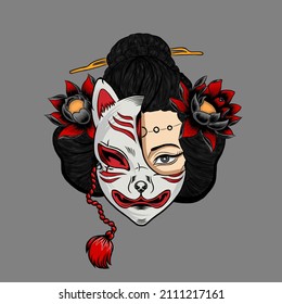 vector graphic illustration of geisha