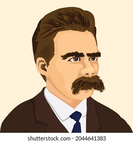 Vector graphic illustration of German philosopher Friedrich Nietzsche