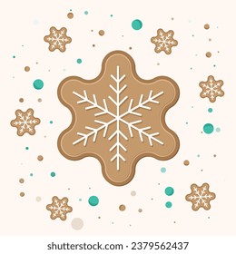 Vector graphic illustration of a gingerbread cookies shaped like ice crystals